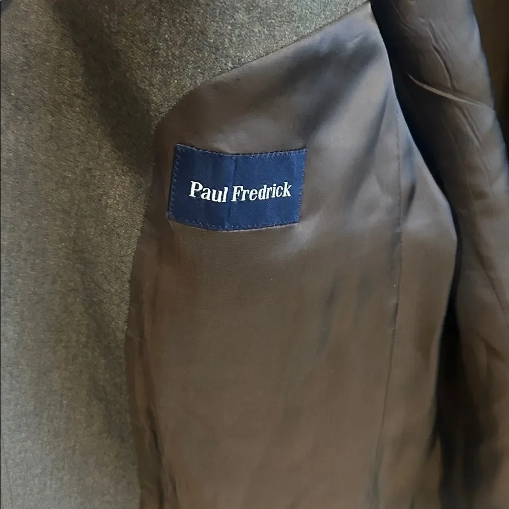 Paul Fredrick Grey Green Wool Sport Coat Brown Corduroy Trim 42R